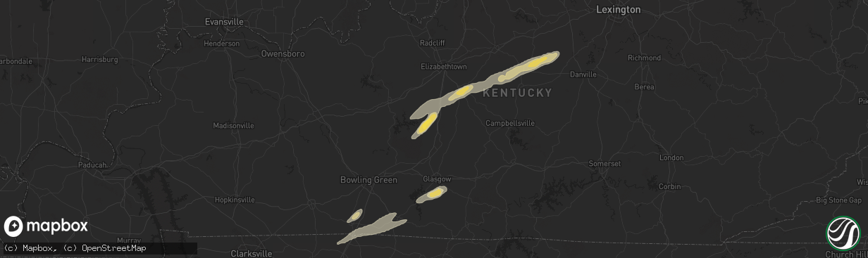 Hail map in Munfordville, KY on September 24, 2024