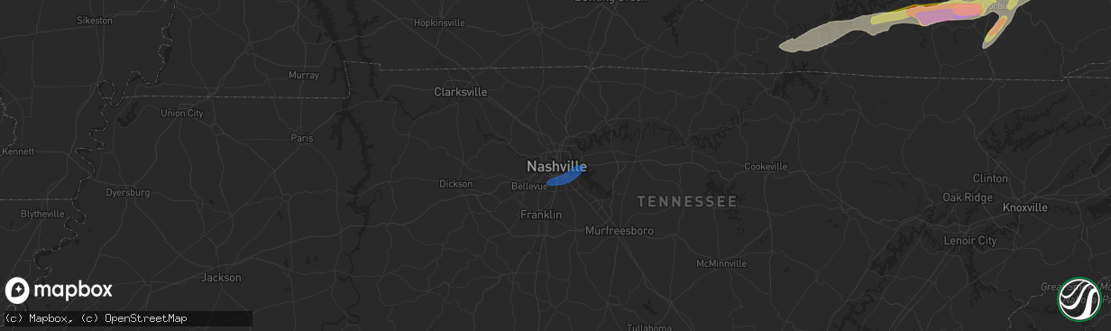 Hail map in Nashville, TN on September 24, 2024