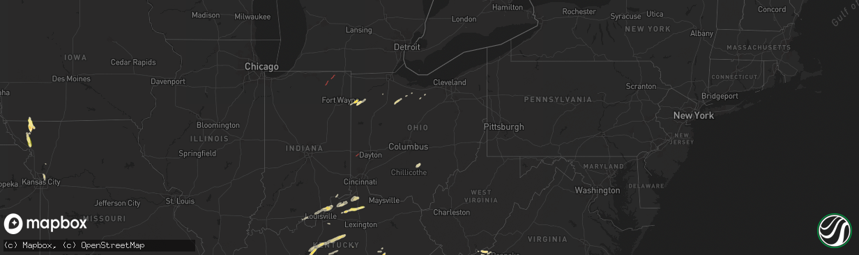 Hail map in Ohio on September 24, 2024