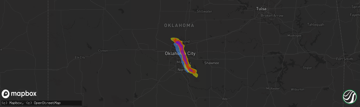 Hail map in Oklahoma City, OK on September 24, 2024