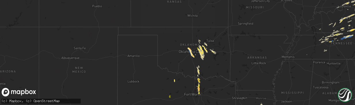 Hail map in Oklahoma on September 24, 2024