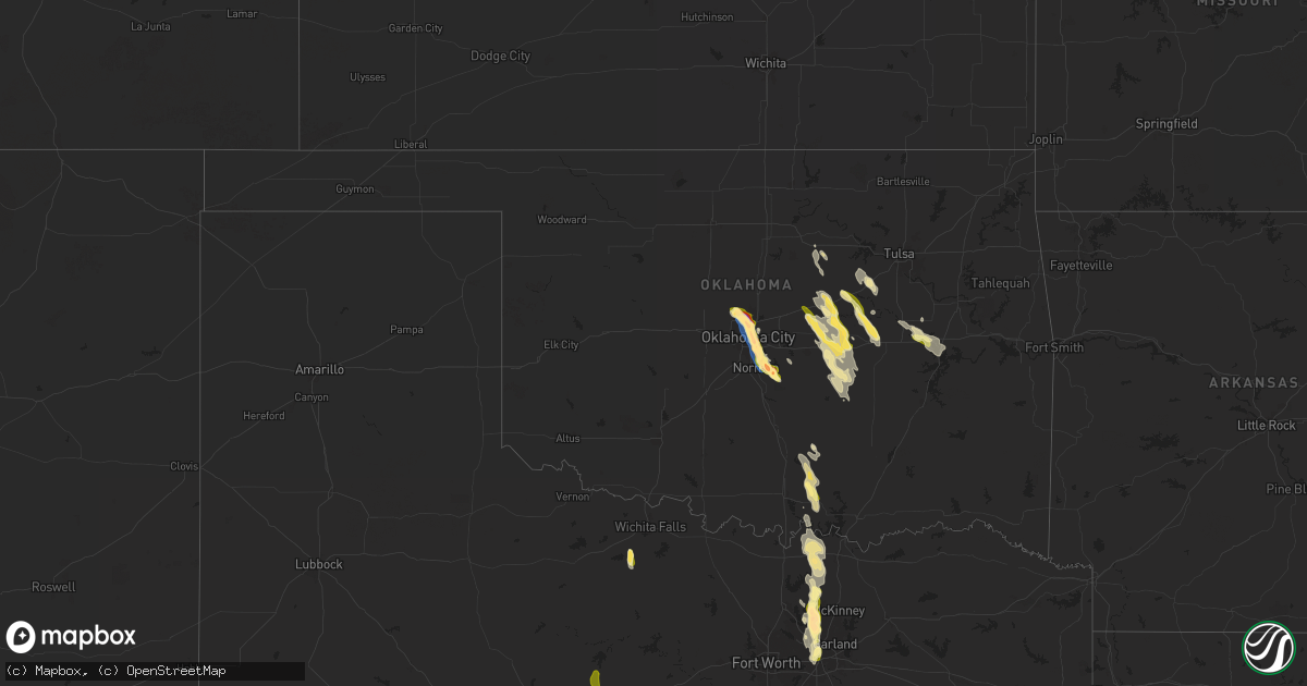 Hail map in Oklahoma on September 24, 2024