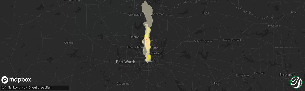 Hail map in Plano, TX on September 24, 2024