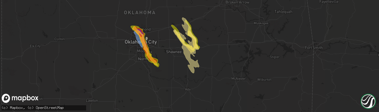 Hail map in Seminole, OK on September 24, 2024