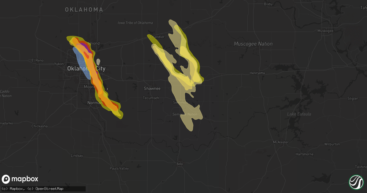 Hail map in Seminole, OK on September 24, 2024