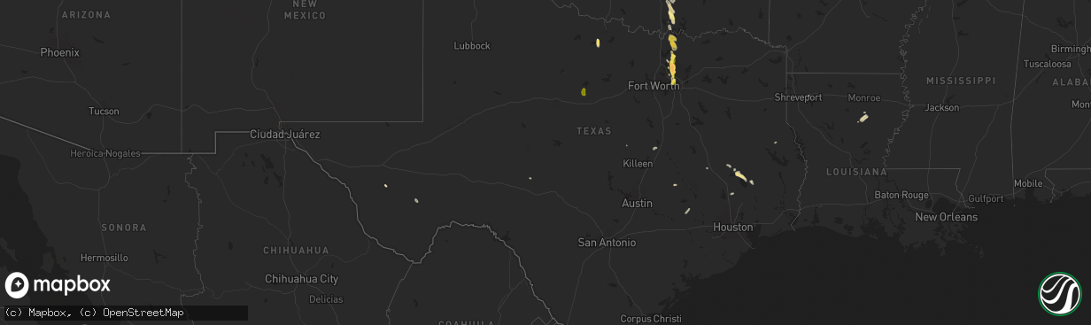 Hail map in Texas on September 24, 2024