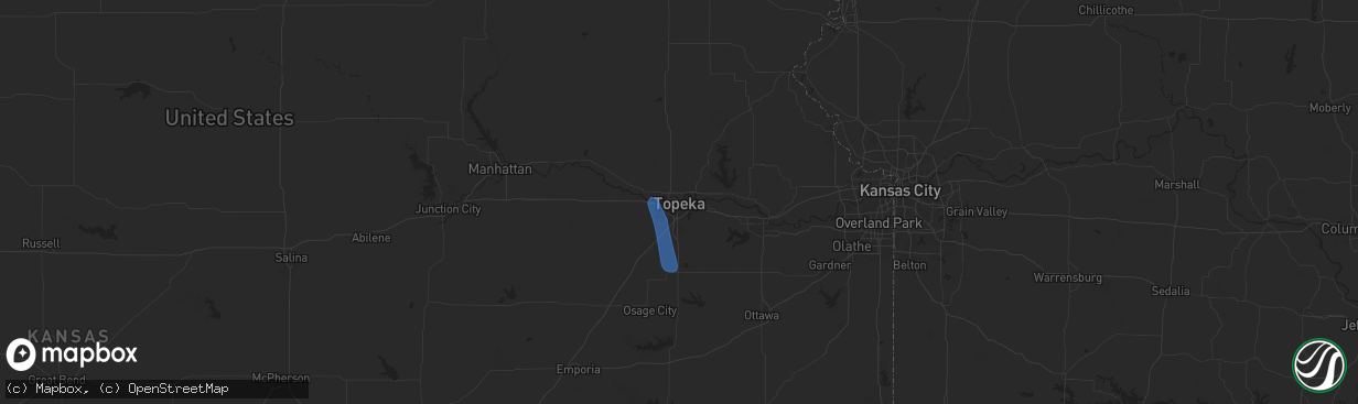 Hail map in Topeka, KS on September 24, 2024