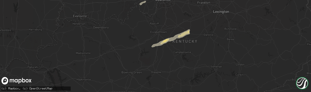 Hail map in Upton, KY on September 24, 2024