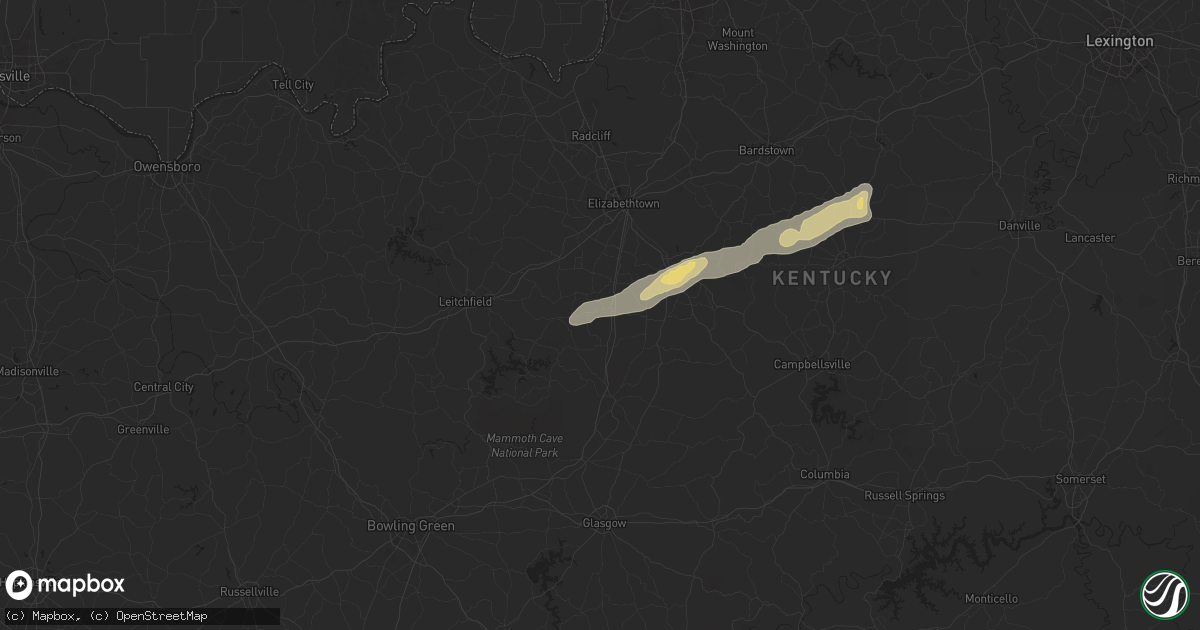 Hail map in Upton, KY on September 24, 2024