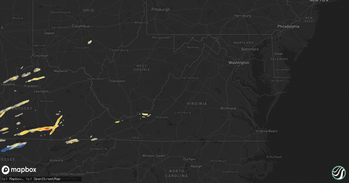 Hail map in Virginia on September 24, 2024