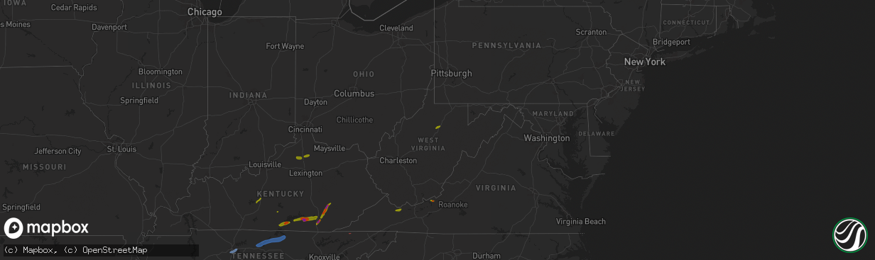 Hail map in West Virginia on September 24, 2024