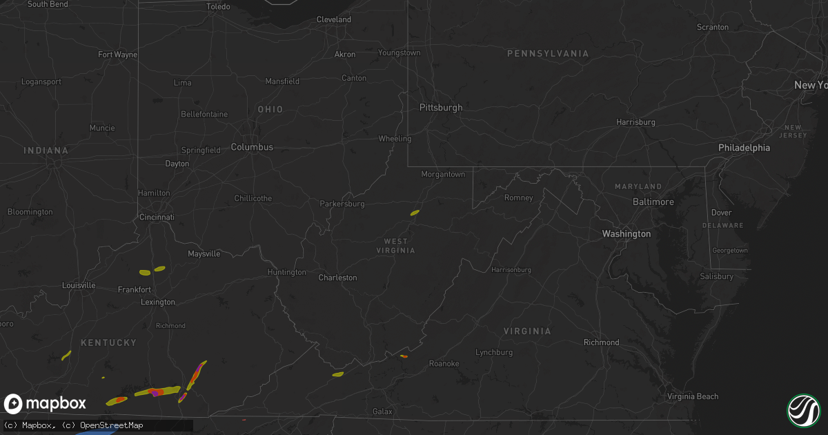 Hail map in West Virginia on September 24, 2024