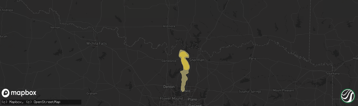 Hail map in Whitesboro, TX on September 24, 2024