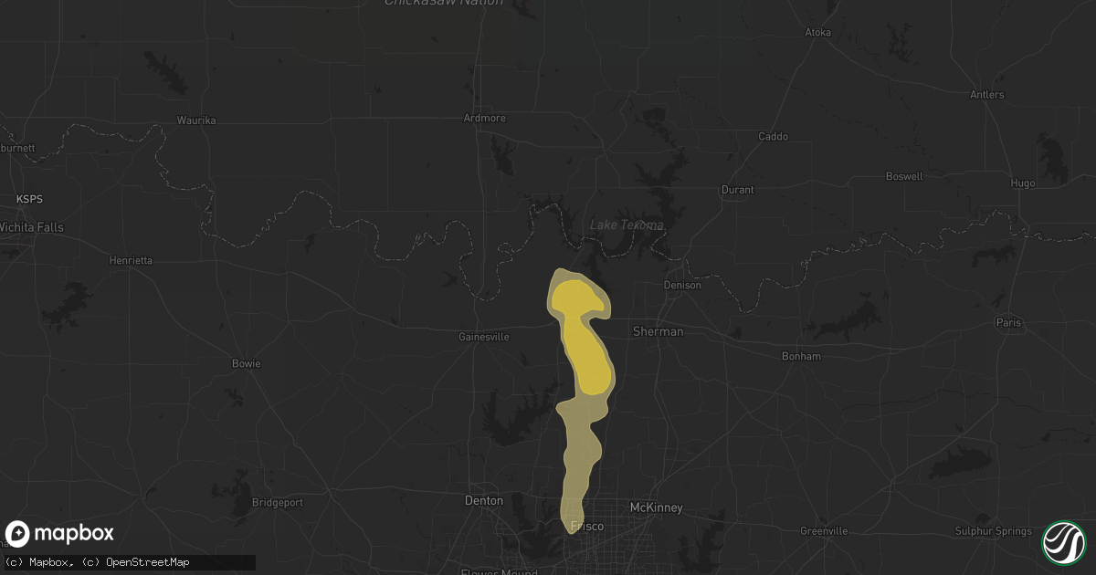Hail map in Whitesboro, TX on September 24, 2024