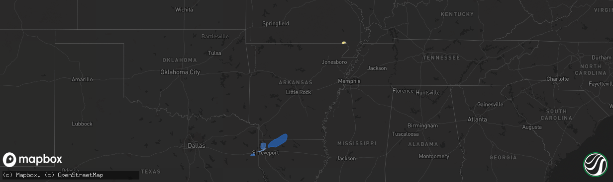 Hail map in Arkansas on September 24, 2025