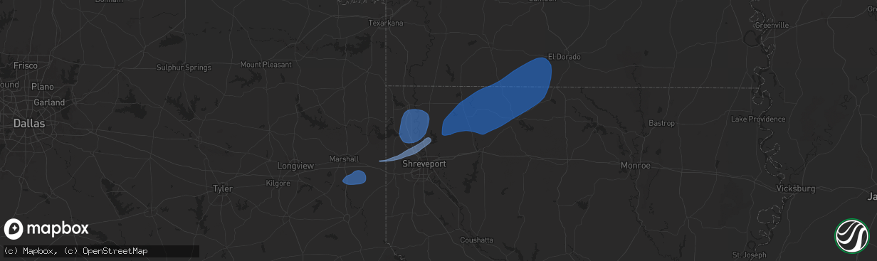 Hail map in Benton, LA on September 24, 2025