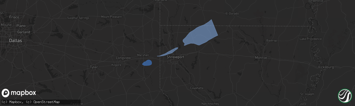 Hail map in Bossier City, LA on September 24, 2025