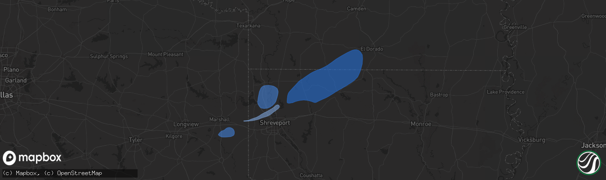 Hail map in Cotton Valley, LA on September 24, 2025