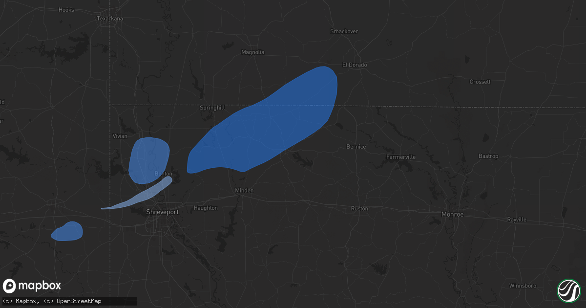 Hail map in Homer, LA on September 24, 2025