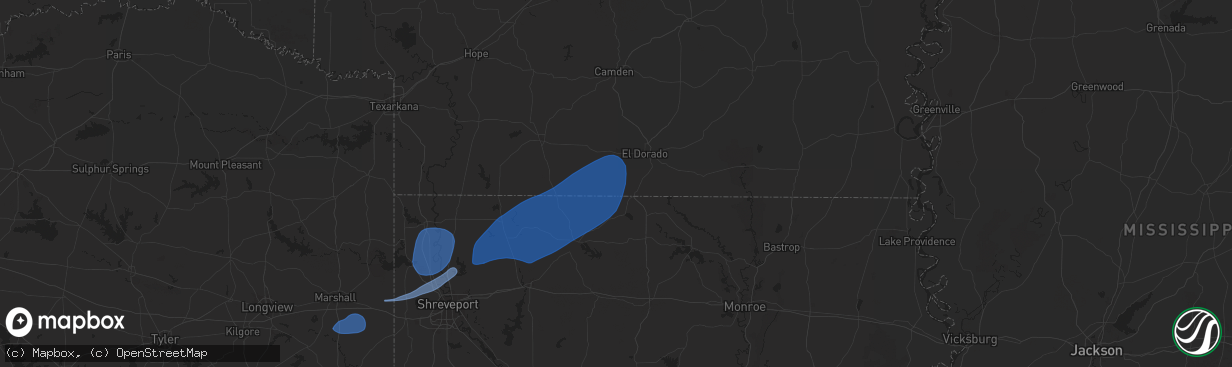 Hail map in Junction City, AR on September 24, 2025