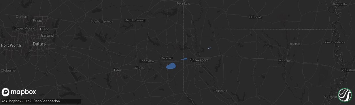 Hail map in Karnack, TX on September 24, 2025