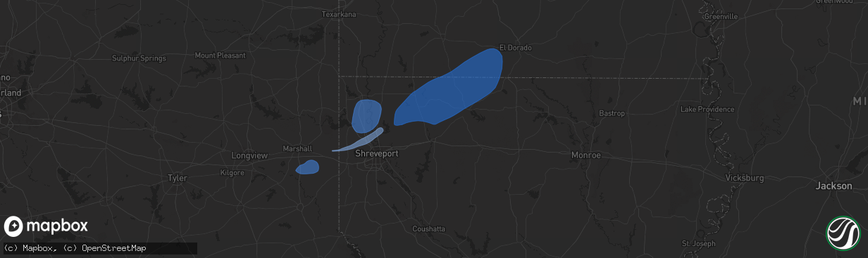 Hail map in Minden, LA on September 24, 2025