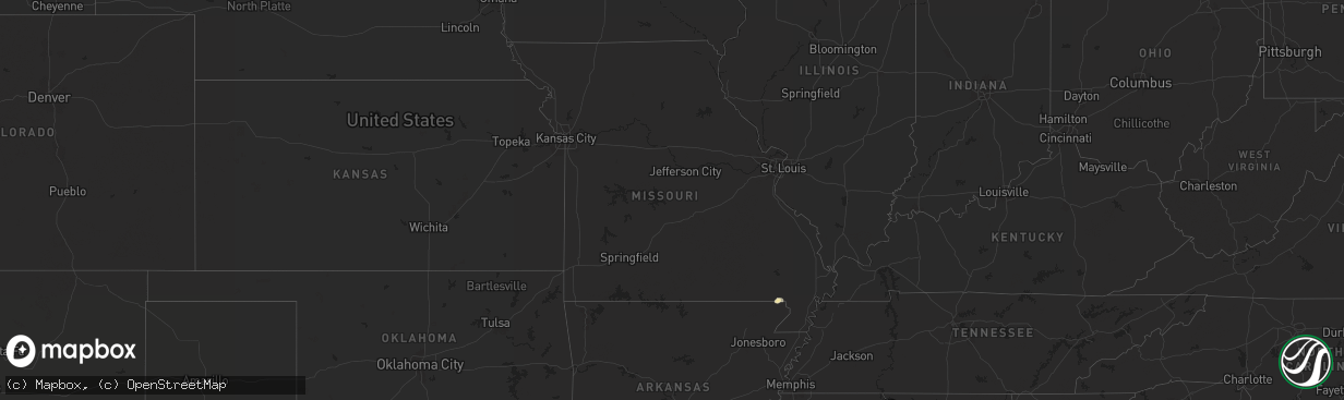 Hail map in Missouri on September 24, 2025