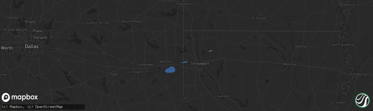 Hail map in Mooringsport, LA on September 24, 2025