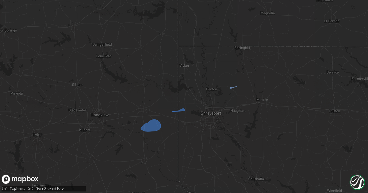 Hail map in Mooringsport, LA on September 24, 2025