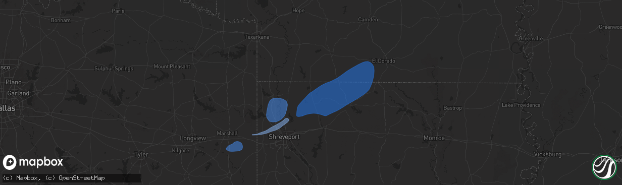Hail map in Sarepta, LA on September 24, 2025