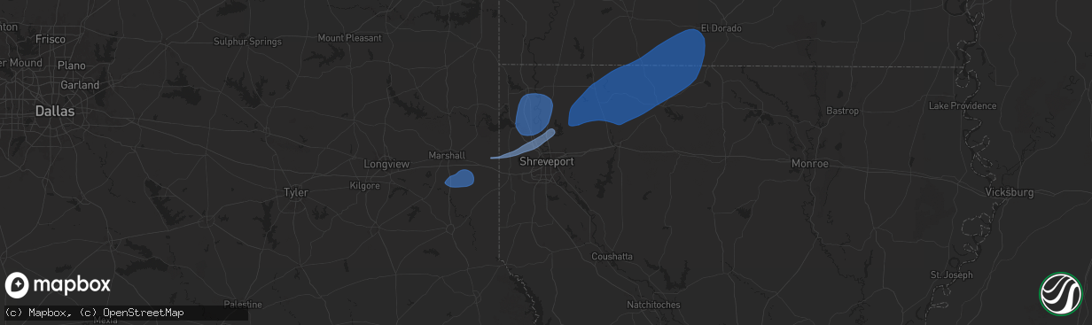 Hail map in Shreveport, LA on September 24, 2025