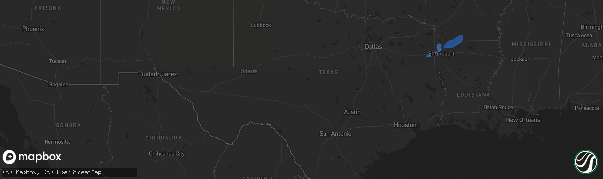 Hail map in Texas on September 24, 2025