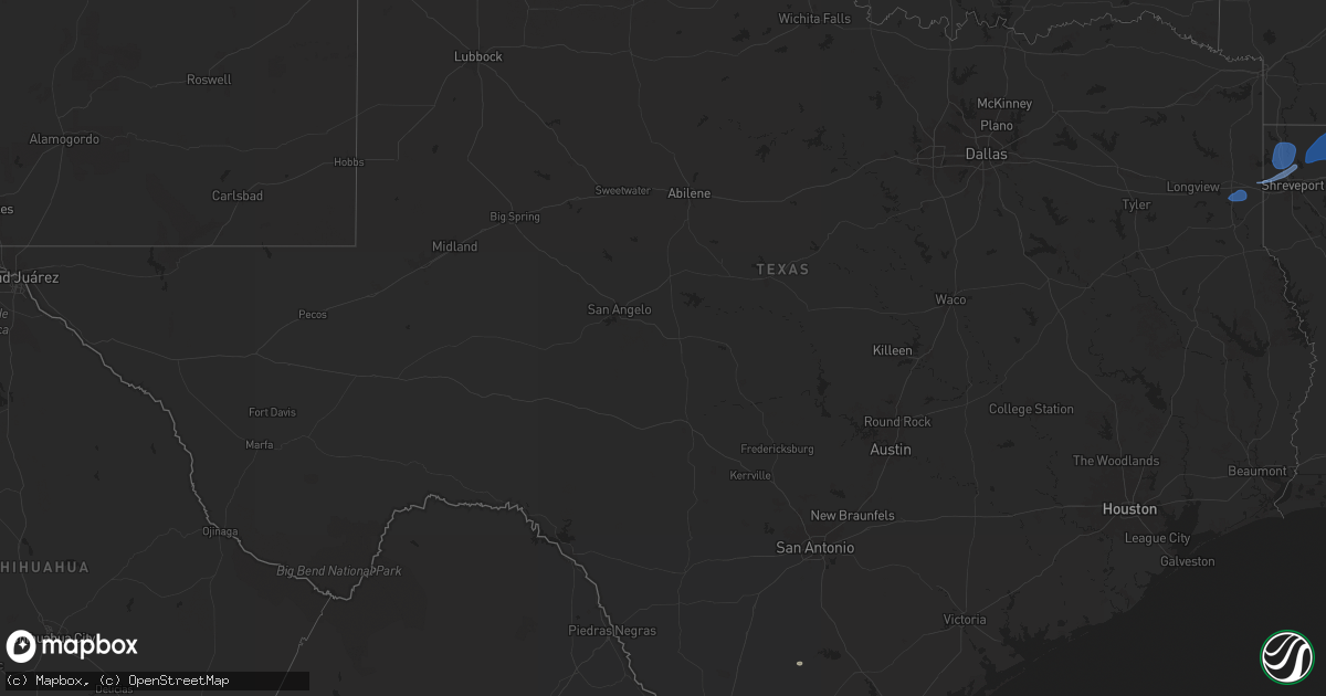 Hail map in Texas on September 24, 2025