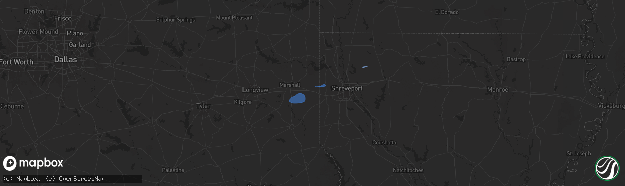 Hail map in Waskom, TX on September 24, 2025
