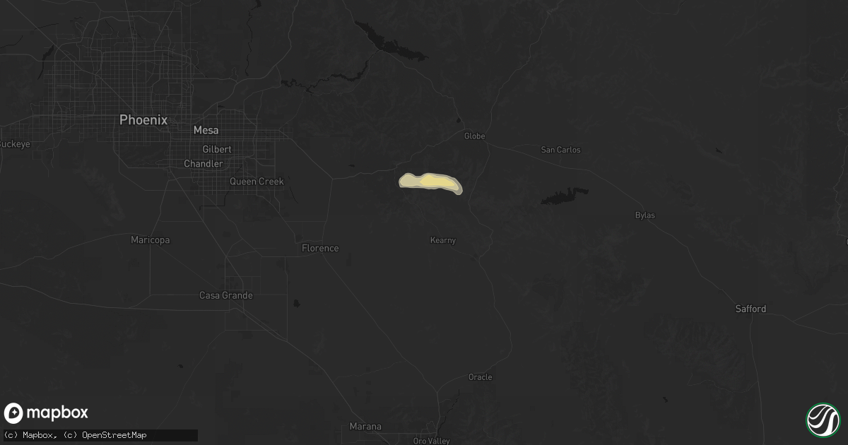 Hail map in Kearny, AZ on September 24, 2026