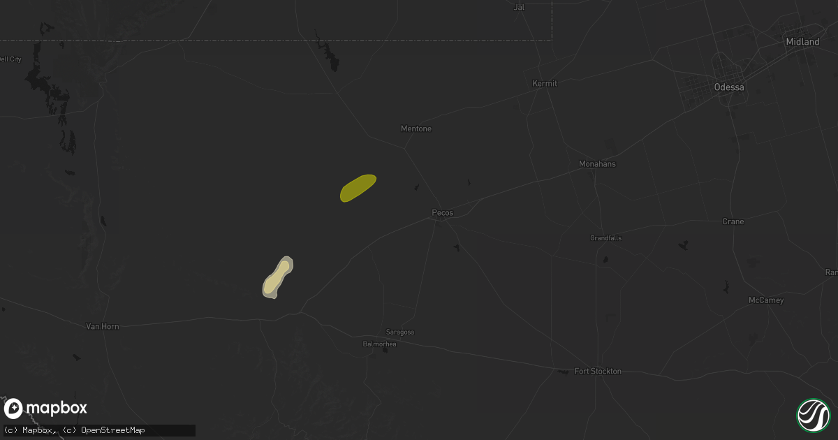 Hail map in Pecos, TX on September 24, 2026