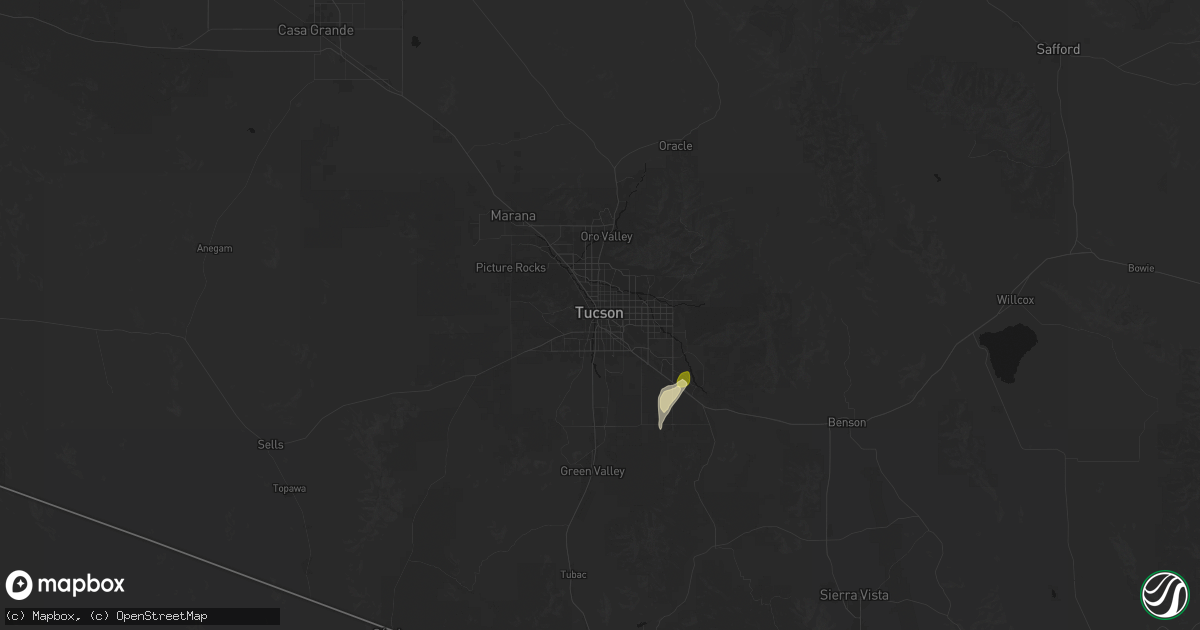 Hail map in Tucson, AZ on September 24, 2026