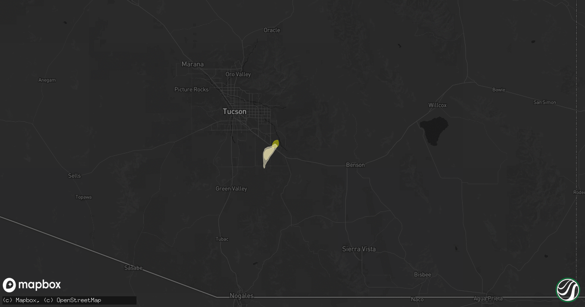 Hail map in Vail, AZ on September 24, 2026