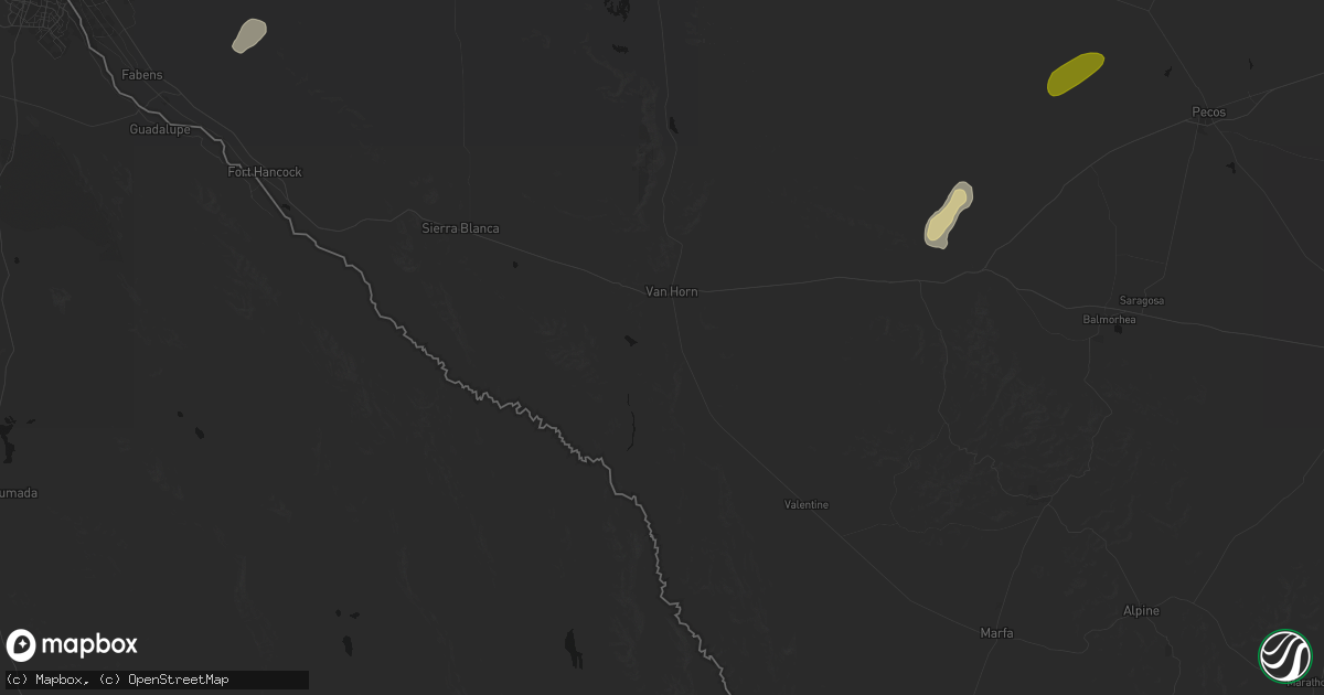 Hail map in Van Horn, TX on September 24, 2026
