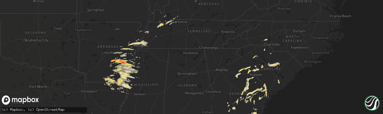 Hail map in Georgia on September 25, 2011