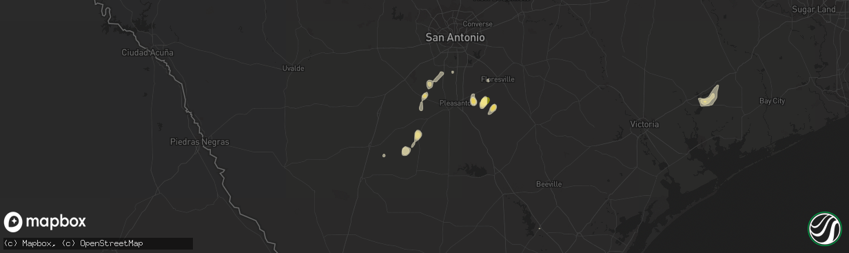 Hail map in Charlotte, TX on September 25, 2015