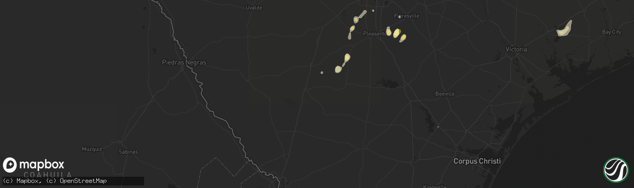 Hail map in Cotulla, TX on September 25, 2015