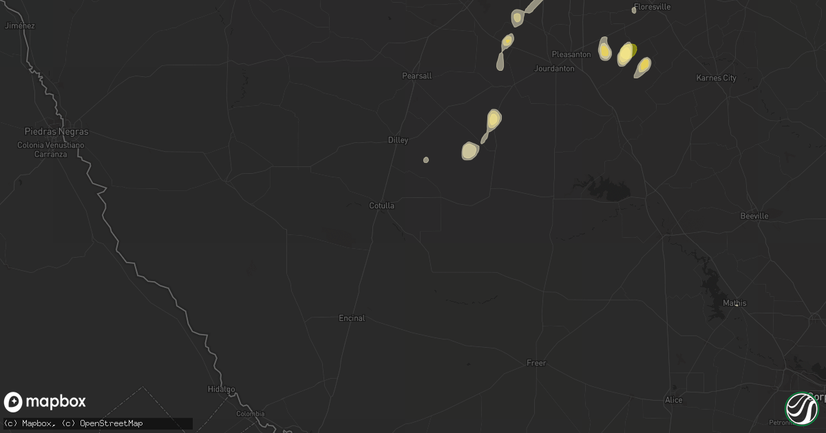 Hail map in Cotulla, TX on September 25, 2015