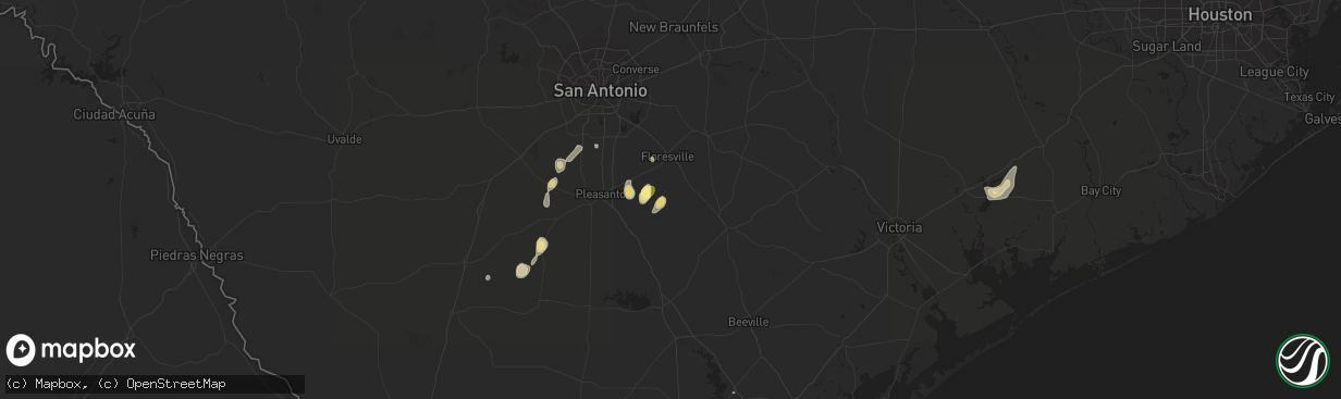 Hail map in Falls City, TX on September 25, 2015
