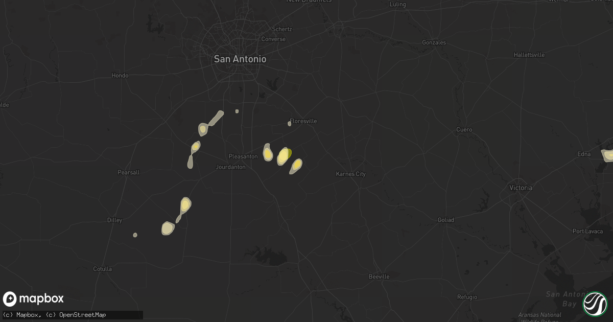Hail map in Falls City, TX on September 25, 2015