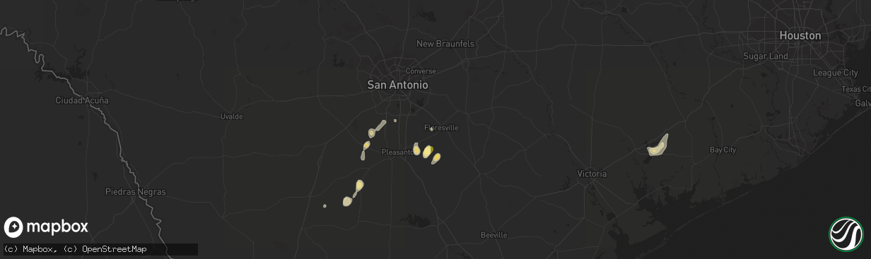Hail map in Floresville, TX on September 25, 2015