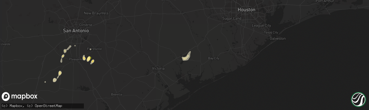 Hail map in Ganado, TX on September 25, 2015