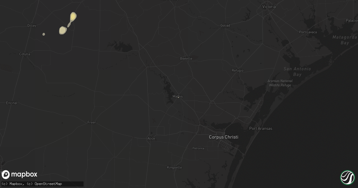 Hail map in Mathis, TX on September 25, 2015