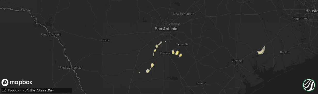 Hail map in Poteet, TX on September 25, 2015