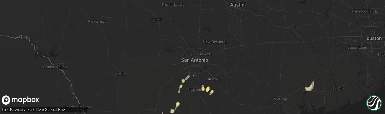 Hail map in San Antonio, TX on September 25, 2015